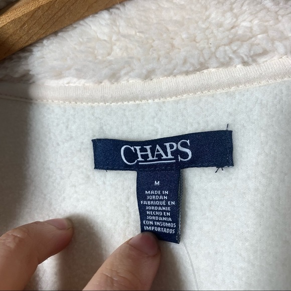 Chaps sherpa cream off white funnel neck cozy layering vest sz M NWT - Picture 8 of 11